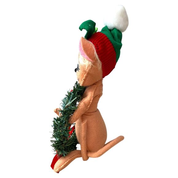 Annalee 2015 Holly Berry Mouse Elf Christmas Decor ~11” Wreath Red Hat Plush - Picture 4 of 8